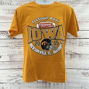 Iowa Hawkeyes Champion 2015 Tax Slayer Bowl T-Shirt men's M Gold Jacksonville FL